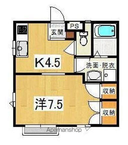 コーポアルファA棟(1K/2階)の間取り写真