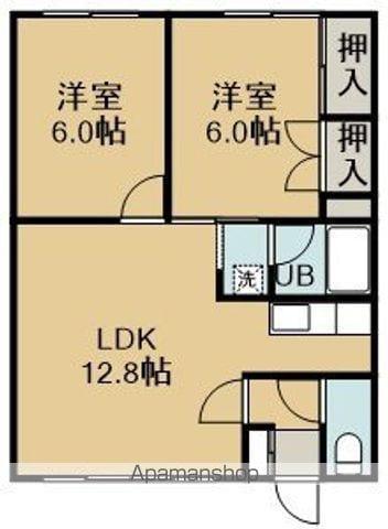 川勝アパート(2LDK/2階)の間取り写真