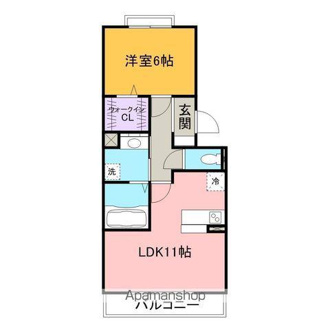 ELEGANCE HILLS(1LDK/1階)の間取り写真
