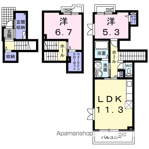 クレセントⅦ(2LDK/2階)の間取り写真