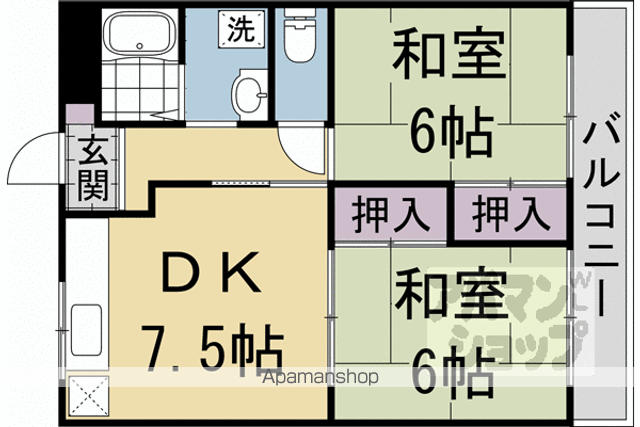 サンフラワー(2DK/3階)の間取り写真