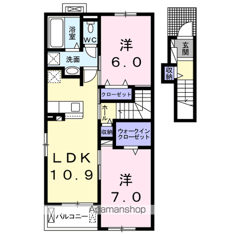 カルミア Ⅱ(2LDK/2階)の間取り写真