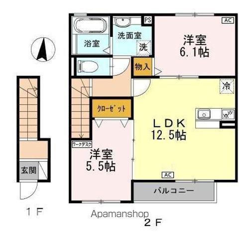 Dティアラ(2LDK/2階)の間取り写真
