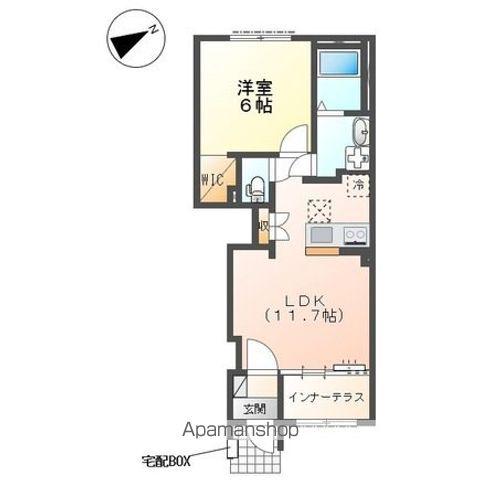 ラクードシャA(1LDK/1階)の間取り写真
