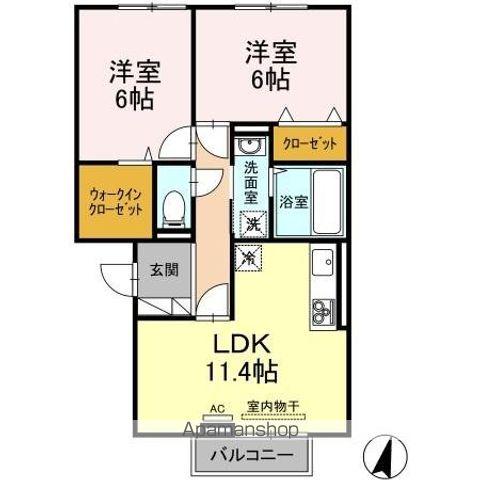 サニーサイド A(2LDK/2階)の間取り写真