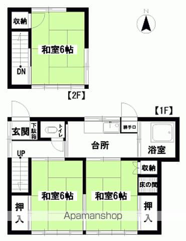 常磐線 草野駅(福島) 徒歩11分 2階建 築51年(3K)の間取り写真