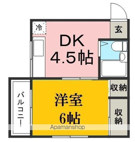 パープルハイム(1DK/2階)の間取り写真
