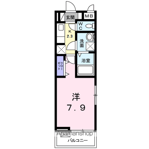 エスポアⅢ(1K/2階)の間取り写真