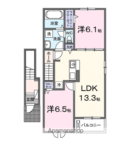 サンディ ココ(2LDK/2階)の間取り写真