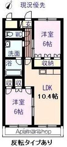 プランドール安樹(2LDK/2階)の間取り写真