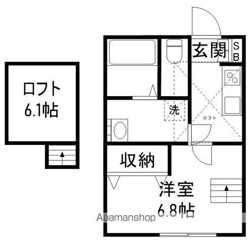 ベル八千代(1K/2階)の間取り写真