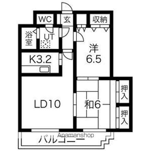 サンライト西岡(2LDK/4階)の間取り写真