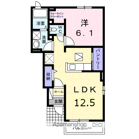 コットン ヴィラ・ノースⅡ(1LDK/1階)の間取り写真
