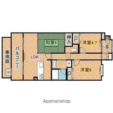 ファミールヴィラ紀伊田辺C棟(3LDK/1階)の間取り写真