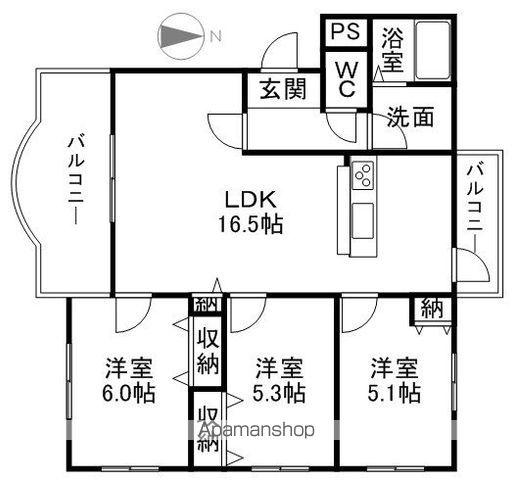 ブライムグッドウェイブ(3LDK/3階)の間取り写真