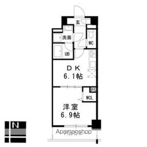 プレスティ則武(1DK/4階)の間取り写真