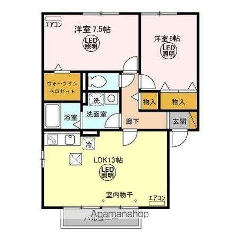 サンク・クレールABC(2LDK/1階)の間取り写真