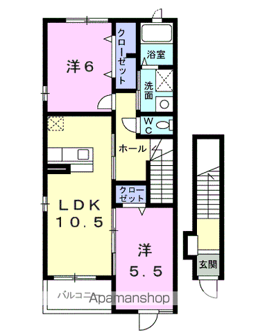シエスタ Ⅲ(2LDK/2階)の間取り写真