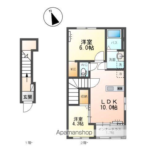 腰浜町アパート(2LDK/2階)の間取り写真