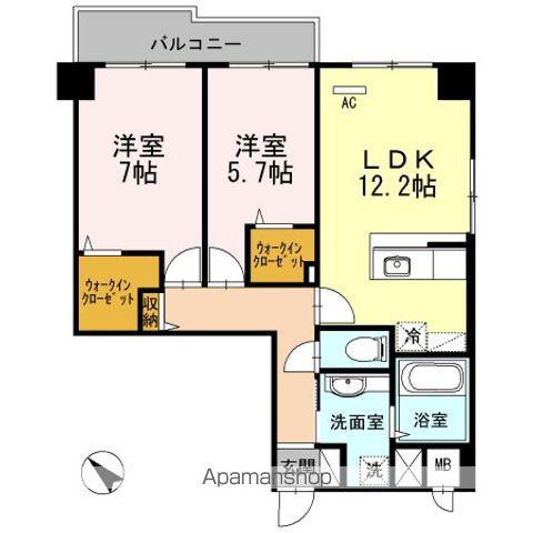 オーチャードK(2LDK/1階)の間取り写真