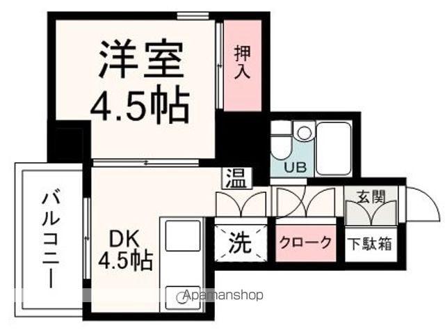 ボーセジュール・サツカビル(1DK/7階)の間取り写真