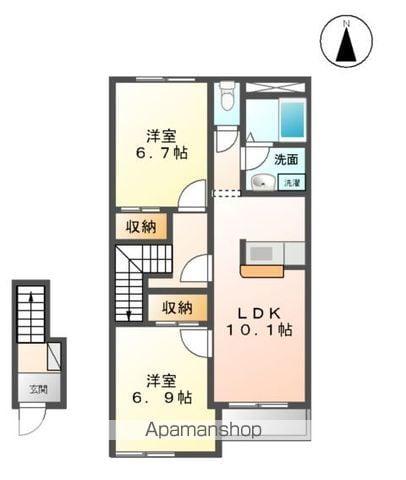 アネックス六丁の目Ⅰ(2LDK/2階)の間取り写真