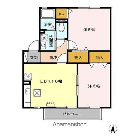 セジュール・ラフィネ A/B(2LDK/1階)の間取り写真