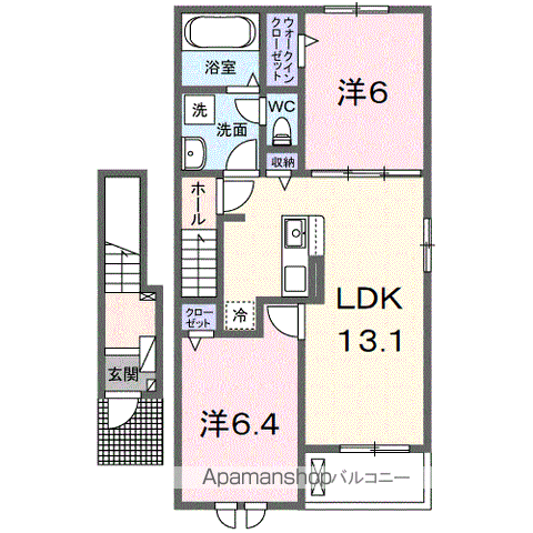 カルムⅣ(2LDK/2階)の間取り写真