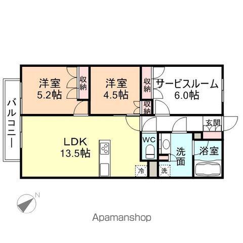 レーベン富山VALEST TOWER(2SLDK/4階)の間取り写真
