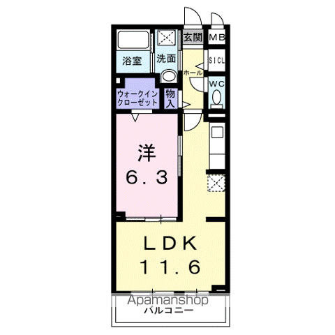 ルーチェ(1LDK/2階)の間取り写真
