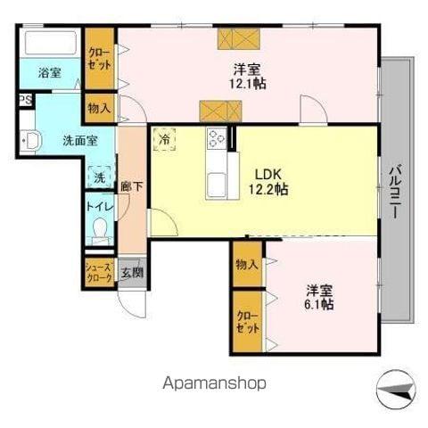 グレイス若草(2LDK/3階)の間取り写真