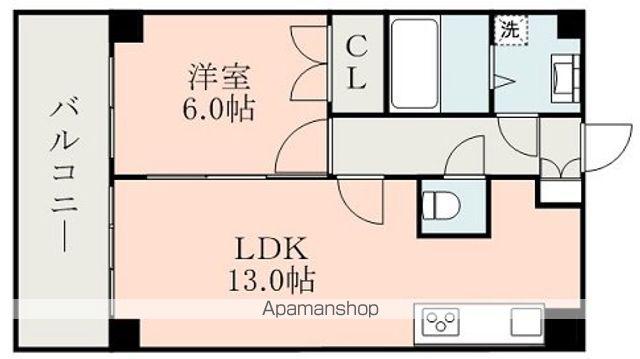 広町ビル(1LDK/6階)の間取り写真