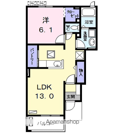 ラヴァーズ E(1LDK/1階)の間取り写真