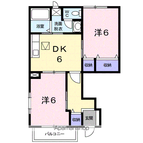 メゾン・ジョリ(2DK/1階)の間取り写真