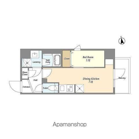 グランカーサ上野松が谷(1DK/3階)の間取り写真