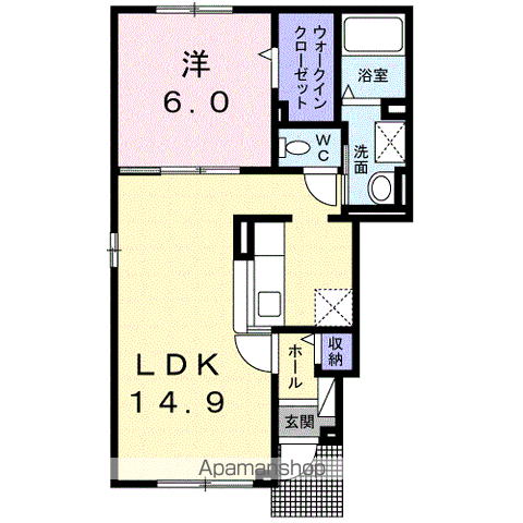 レラメールⅢ(1LDK/1階)の間取り写真