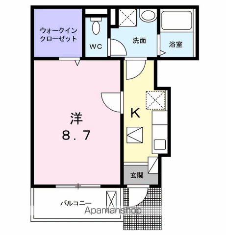 グランツYH Ⅱ(1K/1階)の間取り写真