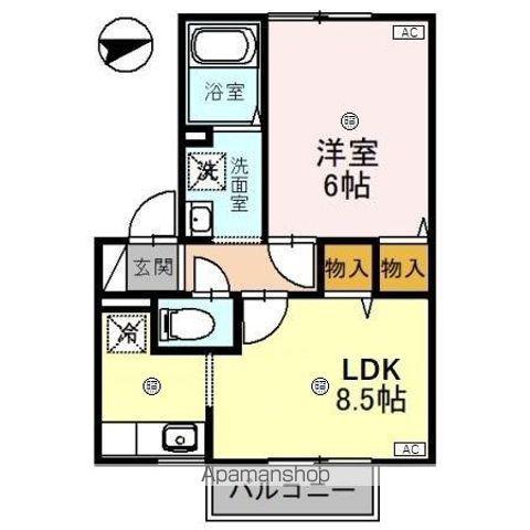 沙羅の木(1LDK/2階)の間取り写真