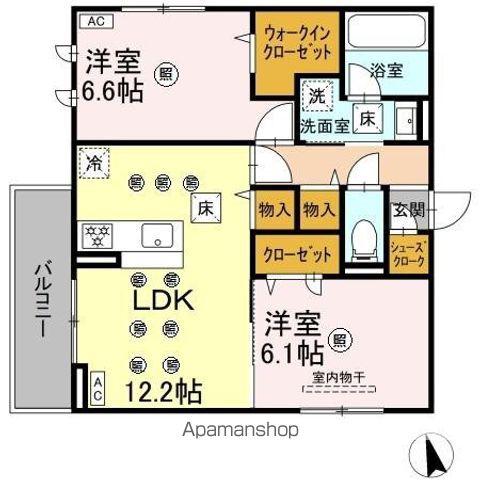 DーRESENA花ヶ島(2LDK/1階)の間取り写真