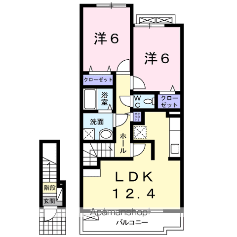 クレーストⅠ(2LDK/2階)の間取り写真