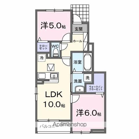 メゾン・ド・ティアラ阿南 S(2LDK/1階)の間取り写真