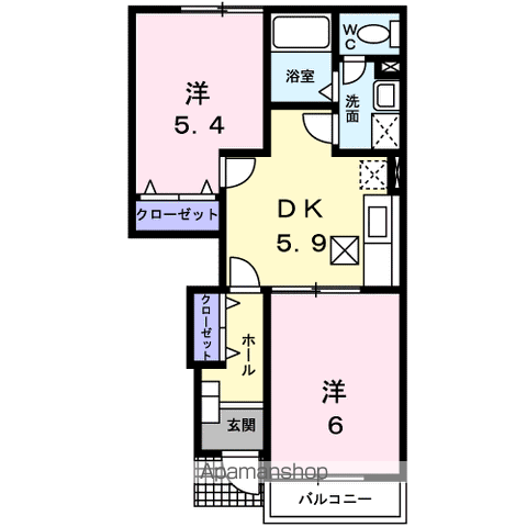 リーデンベルクD(2DK/1階)の間取り写真