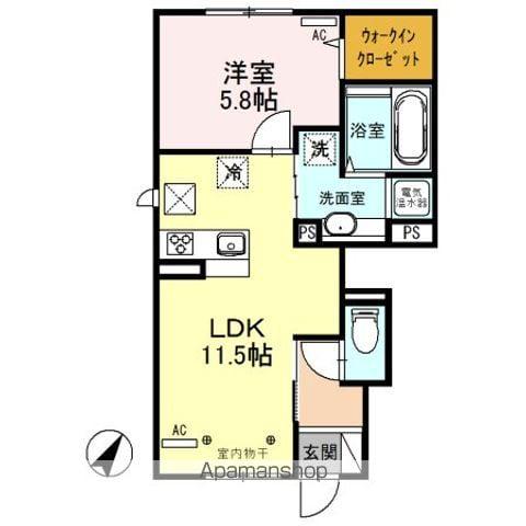 グランディールⅢ(1LDK/1階)の間取り写真