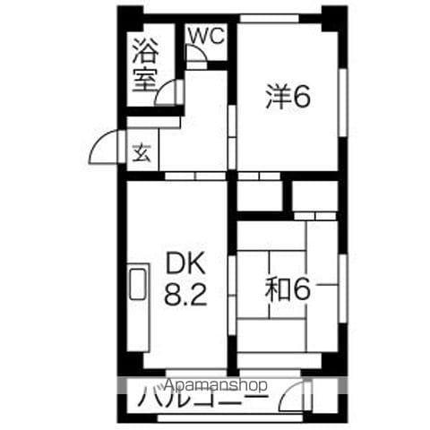 川原マンション(2DK/2階)の間取り写真