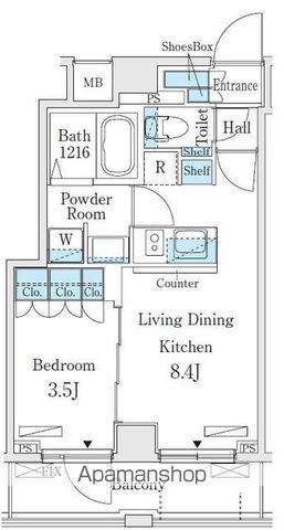 オープンブルーム横浜(1LDK/11階)の間取り写真