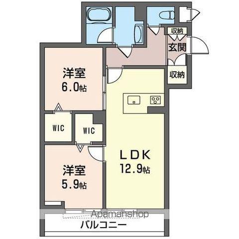 ヴィラ・ボヌール(2LDK/2階)の間取り写真