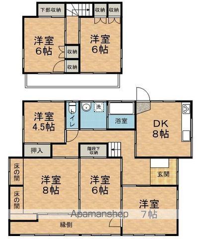 大糸線 細野駅 徒歩7分 2階建 築46年(6DK)の間取り写真