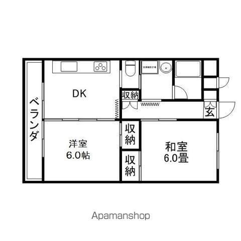 宮尾ハイツ(2DK/5階)の間取り写真