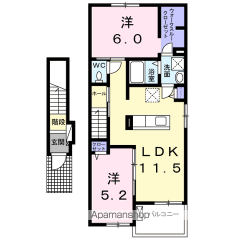 ローレンシアⅡ(2LDK/2階)の間取り写真
