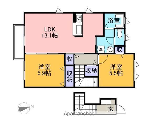 ディアコート参・四・伍番館(2LDK/2階)の間取り写真